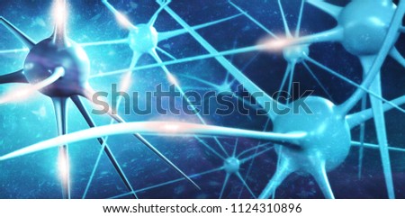 Neurons nerve cell (3D Rendering) Royalty-Free Stock Photo #1124310896