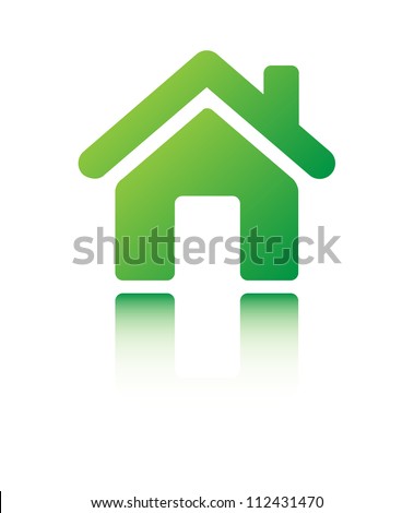 Green home icon on white background