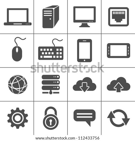 Simplus series icon set. Network and mobile devices. Network connections Royalty-Free Stock Photo #112433756