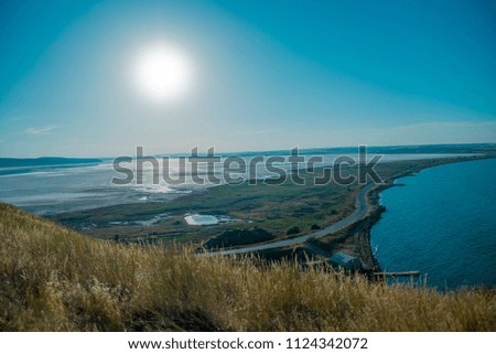 summer view of the black sea with the sun