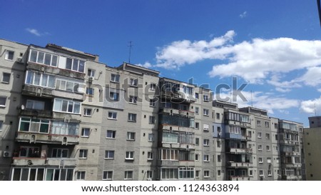 Dwelling buildings and blue sky