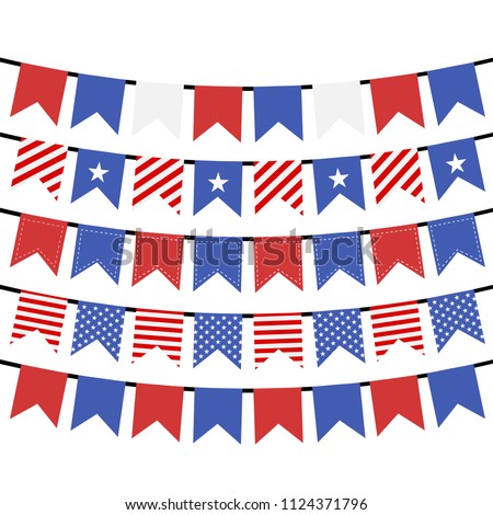 USA hanging bunting flags on white background, Vector