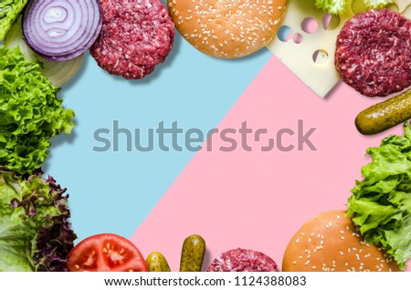 Hamburger border background,pastel colors.