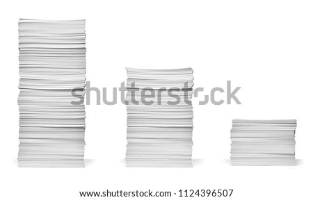 collection of various  stack of papers on white background. each one is shot separately Royalty-Free Stock Photo #1124396507