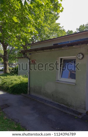 public restroom in bavaria germany summer sunny day