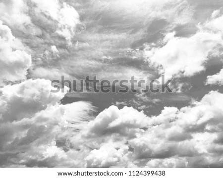 Black and white Blue sky with white clouds. Cloudy sky abstract background
