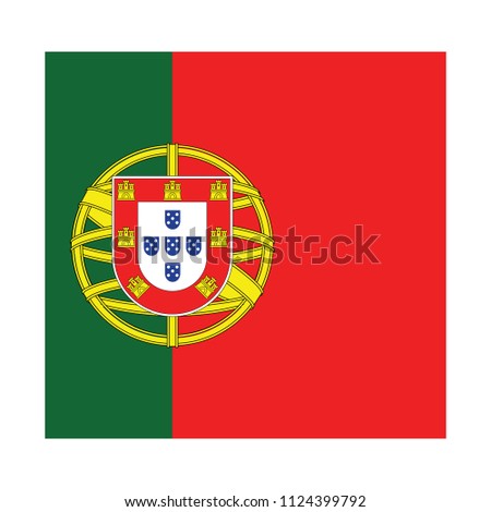 Flag of Portuguese,Portuguese Flag Vector Square Icon - Illustration, Flag of Portuguese. Abstract concept, icon, square, button. Raster illustration on white background.