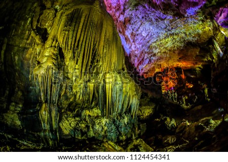 The stalactites that touch the beautiful light. In Prometheus caves