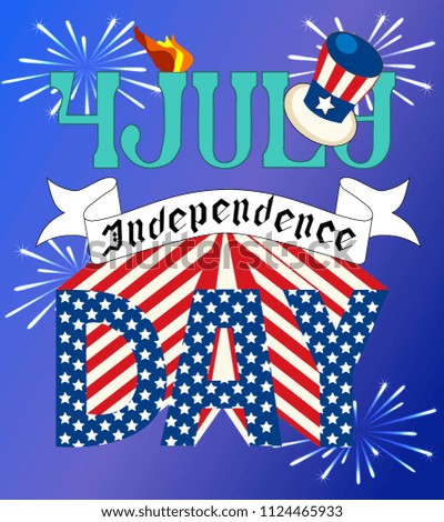 Independence Day, vector, postcard, card 4 July, forth July, independence