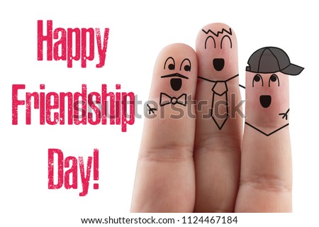 fingers Friend isolated white background. Happy international friendship day. Royalty-Free Stock Photo #1124467184