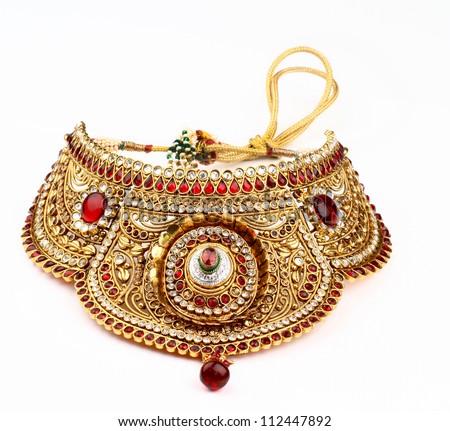 Indian jewelry isolated on a white background Royalty-Free Stock Photo #112447892