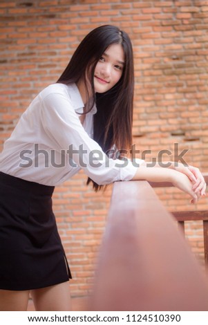 Portrait of thai china adult office girl relax and smile