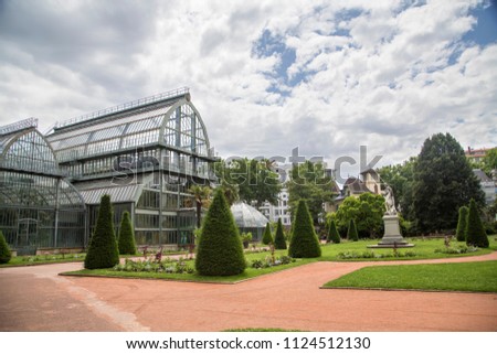Botanical Garden in Lyon. Greenhouse in the park tete d'or of Lyon, France. Royalty-Free Stock Photo #1124512130