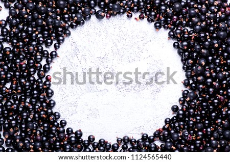 Circle frame made with back currants Royalty-Free Stock Photo #1124565440