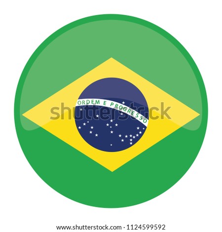 Brazil Flag Button Round Vector Art Design Patriotic Symbol