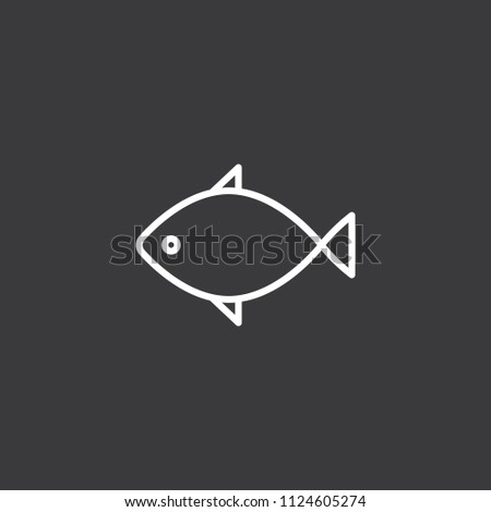 thin line fish icon black on dark background