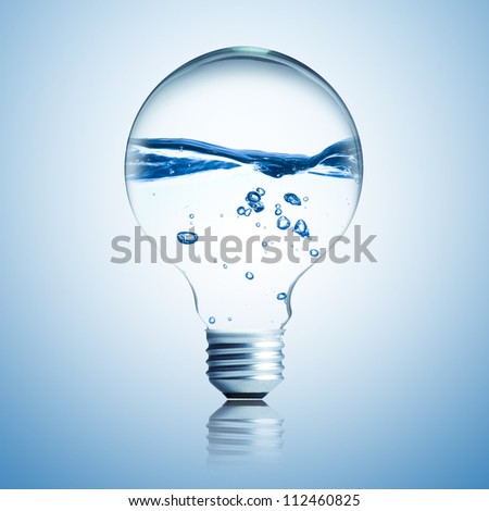 Energy concept. Light bulb with water inside