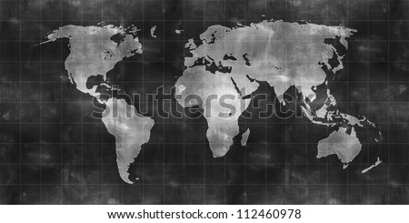 world map draw on chalkboard Royalty-Free Stock Photo #112460978
