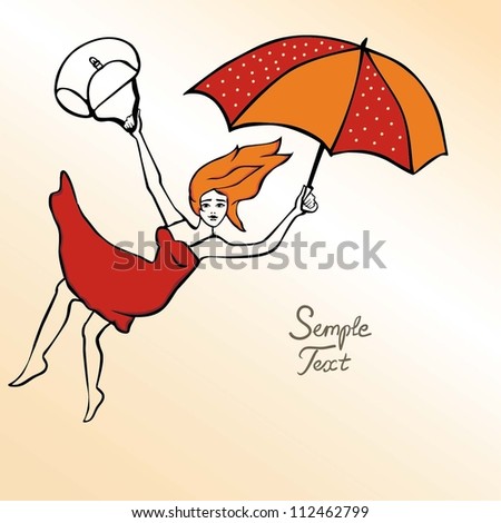 Girl on umbrella