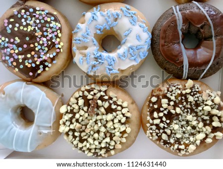 Tray full of donut choices