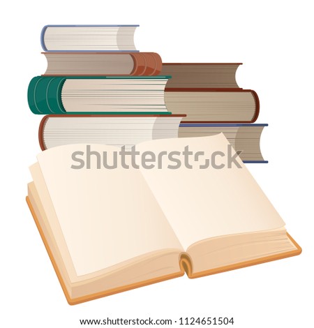 Vector illustration of  old books on white bacground. Retro mock up.