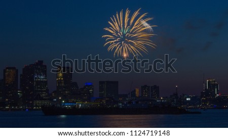 Pre-Fourth of July celebration fireworks in the Boston Harbor 