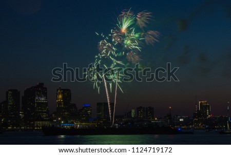 Pre-Fourth of July celebration fireworks in the Boston Harbor 