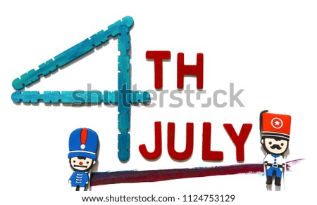 July 4th. Image of july 4 wooden color. Independence Day Of America.