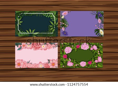 Nature Frames on Wooden Table illustration