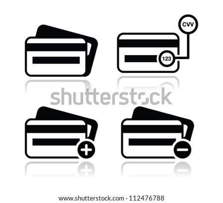 Credit Card, CVV code black icons set with shadow Royalty-Free Stock Photo #112476788