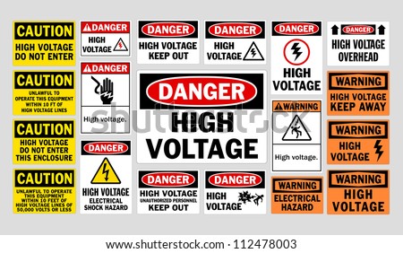 Danger High Voltage signs Royalty-Free Stock Photo #112478003
