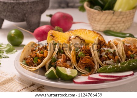 Mexican tacos al pastor, food for cinco de mayo celebration