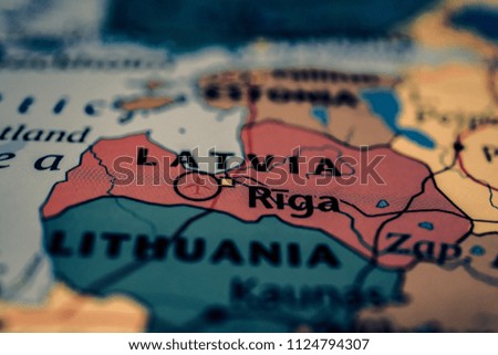 Latvia on map background