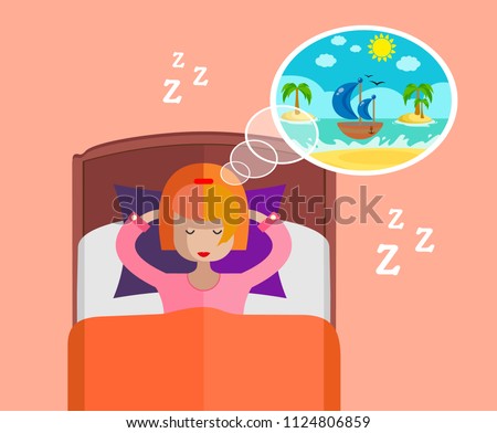 Vacation dreams. Sleep. Sea tour Vector illustration