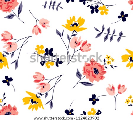 Floral spring pattern Ditsy Flowers in vector for textile print,fashion pattern,fabric print