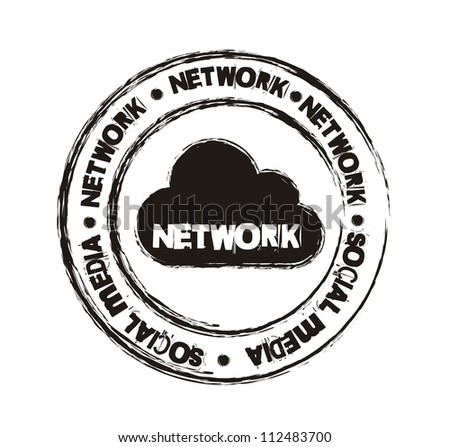 black network seal with cloud, grunge style. vector illustration