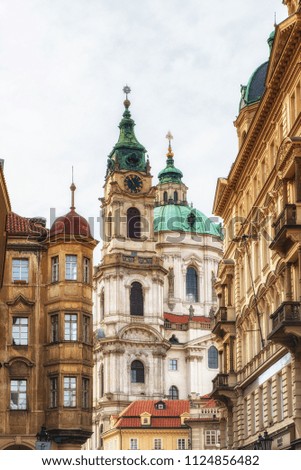 prague, Czech Republic - April 04: Lesser Town of Prague with St. Nicholas Cathedral
