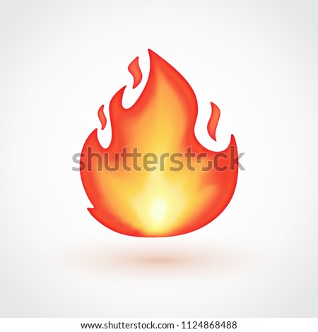 Isolated flame emoticon on light grey background