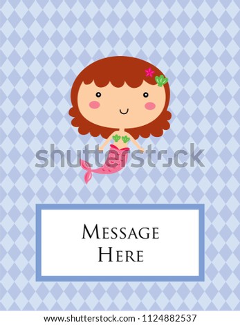 cute mermaid greeting card vector
