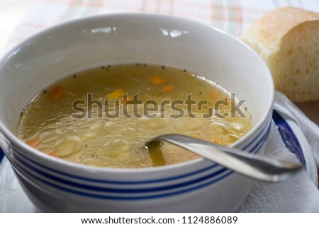 soup, plate, bread