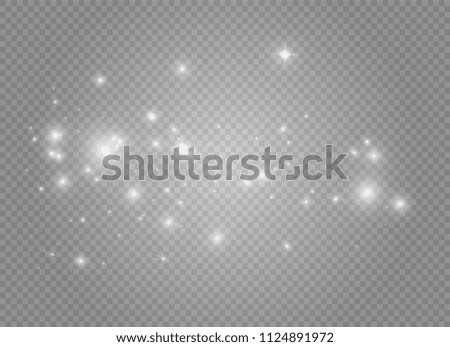 White sparks and golden stars glitter special light effect. Vector sparkles on transparent background. Christmas abstract