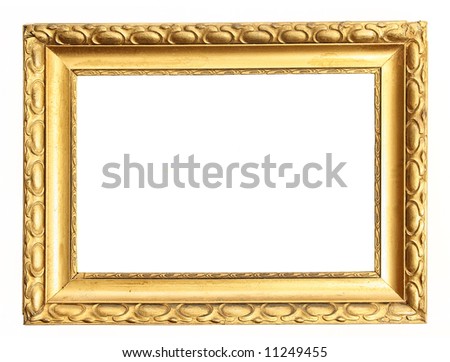 old antique gold frame over white with clipping path
