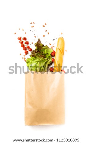 Photo of paper bag with vegetables and fruits