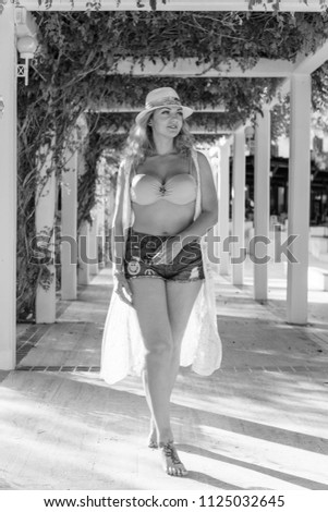 Plus size american sweet woman at nature, enjoy the life, walk at beach. Life of people xl size, happy nice natural beauty woman