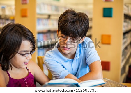 Teenagers in a library