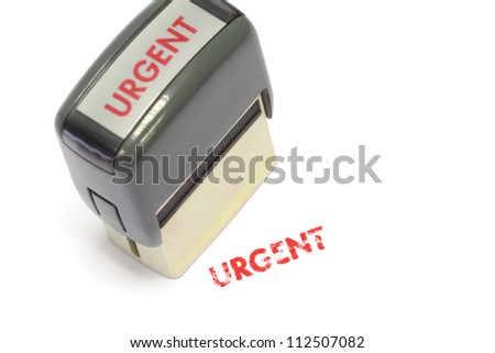 Urgent Stamp ,Modern self-ink rubber stamp with red "URGENT" stamp on white paper