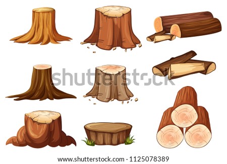 A Set of Tree Stump and Timber illustration