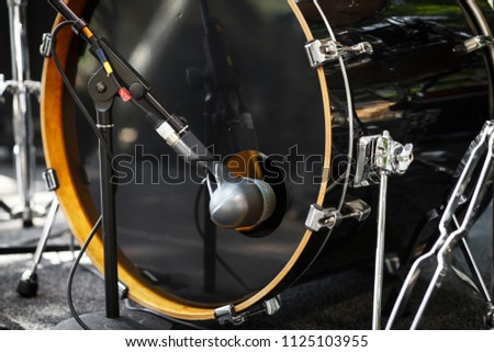 Close up drum microphone