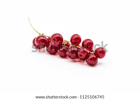 Super fruit red currant (Ribes rubrum) on isolated on a white background Royalty-Free Stock Photo #1125106745