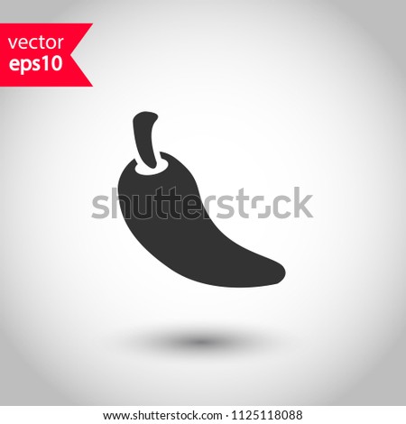 Hot chili pepper vector icon. Studio background. EPS 10 vector sign.